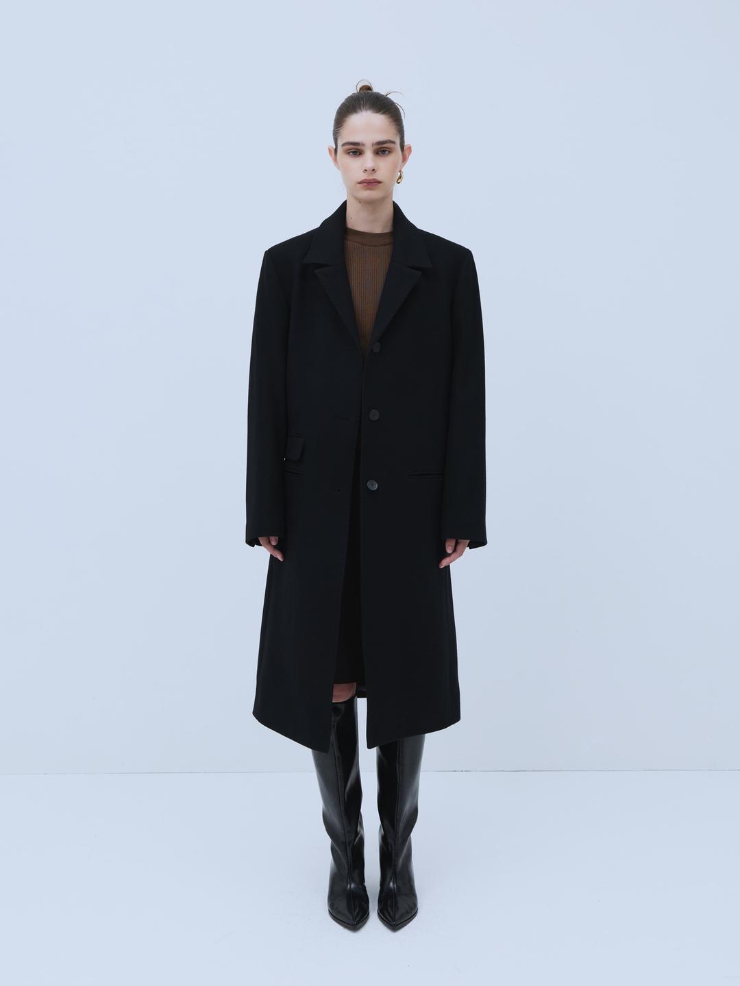 ALGOL tailored single breasted wool coat Black