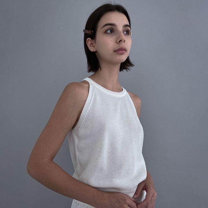 [23 SUMMER][SALT Label] HALTER NECK KNIT SLEEVELESS_IVORY