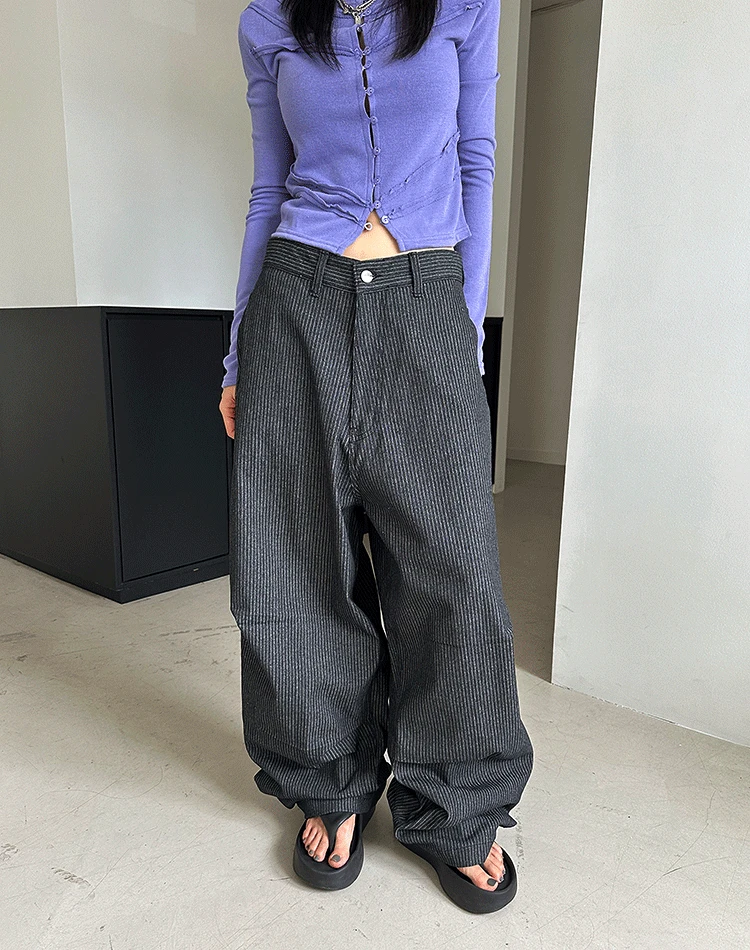 [UNISEX] 핀턱 스냅 데님 팬츠