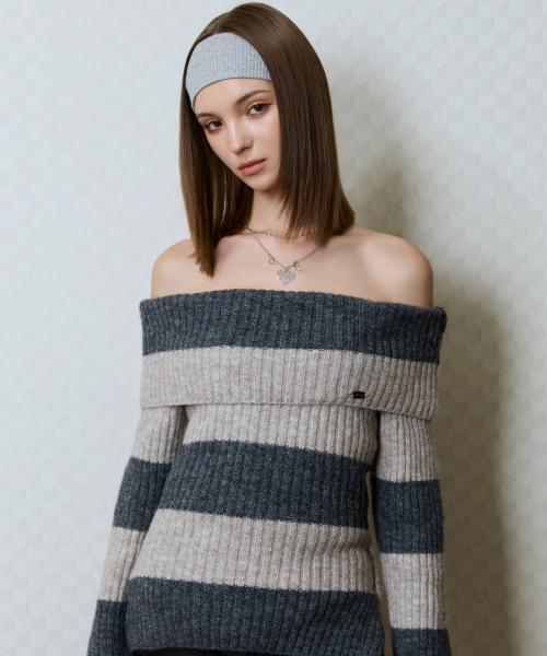 GT OFFSHOULDER KNIT(BEIGE)