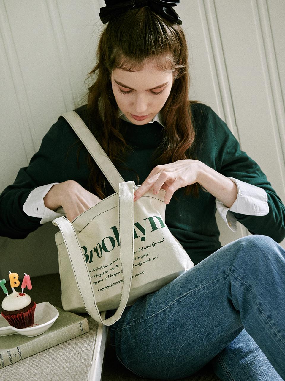 TBA 캔버스백 브루클린 아이보리/그린 002