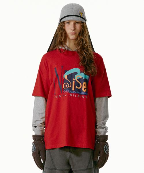Noise Layered Hooded Tee Red