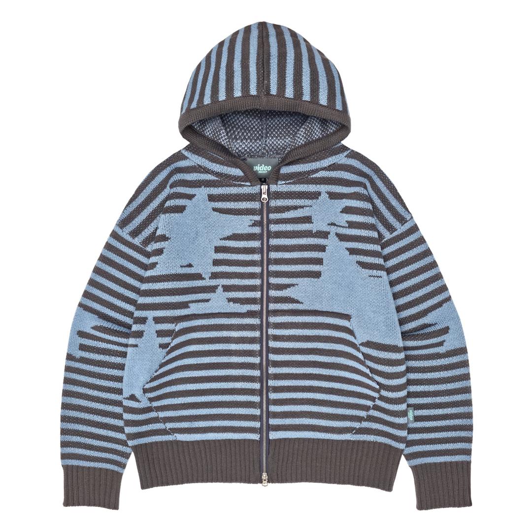 BYEOL STRIPE KNIT ZIPUP HOODIE [BLUE]