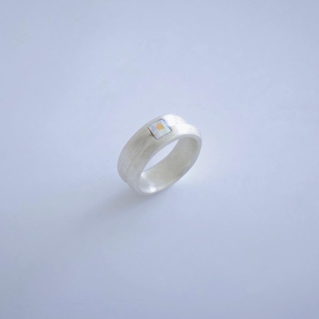 Matt Double Ring / Opal silver