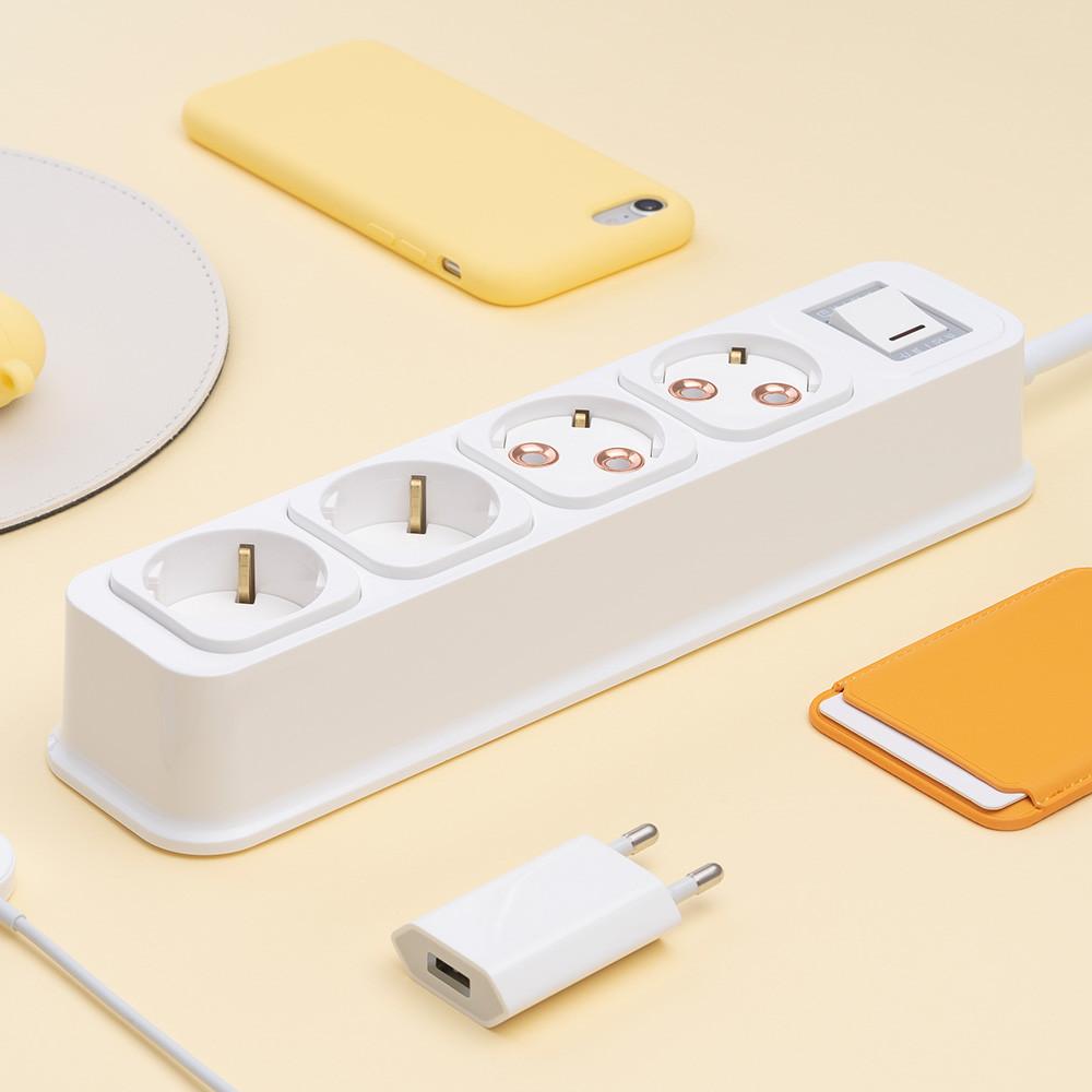 [부엉이클릭탭3] 로즈골드 일반형 4구 멀티탭 멀티콘센트 와디즈 1.5m