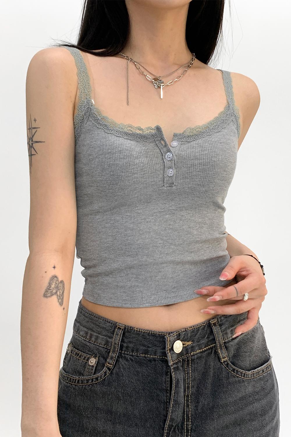 bois button sleeveless top (2colors)