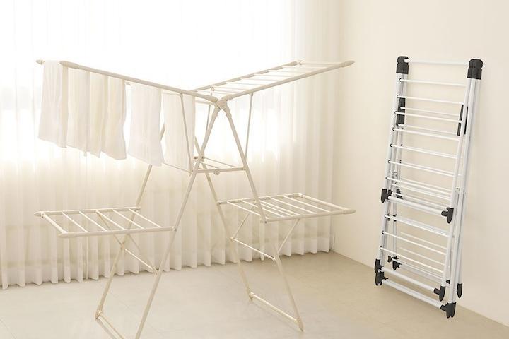 튼튼한 접이식 양날개 4단 대형 빨래건조대