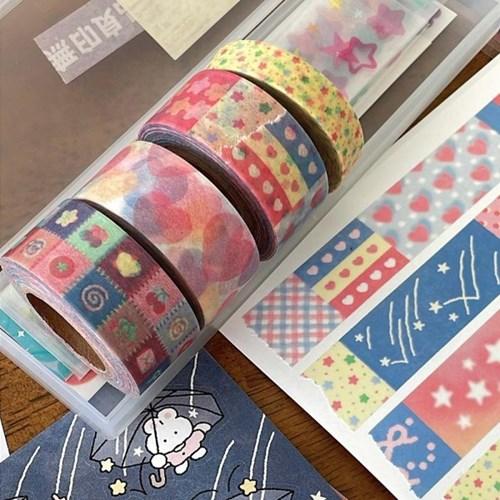 윤구 하트패턴 마스킹테이프 3종