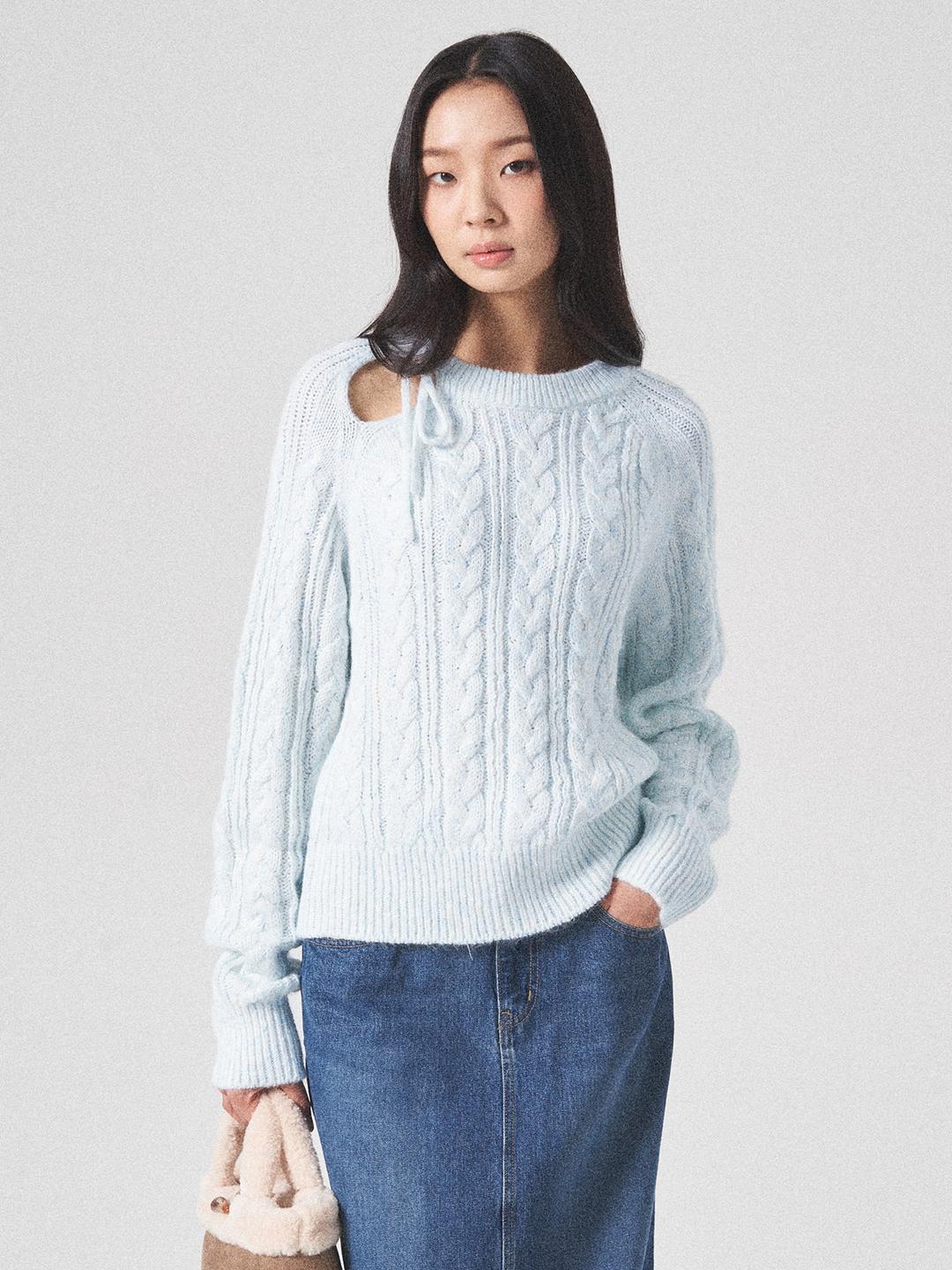 케이블 스트랩 풀오버 - 스카이 블루