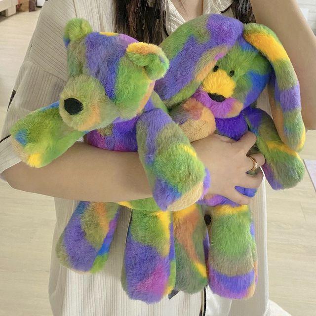 알록달록 레인보우 유니크 컬러 곰돌이 토끼 동물 애착 인형 키링 키홀더 열쇠고리 선물