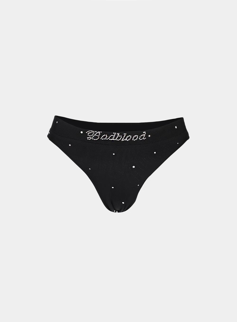 [at-pnt23-009] 갤럭시 라인스톤 메쉬 Thong - 블랙
