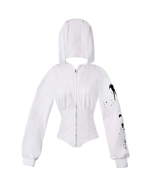 [10/30 DELIVERY] Cross cupid corset hood zip-up White