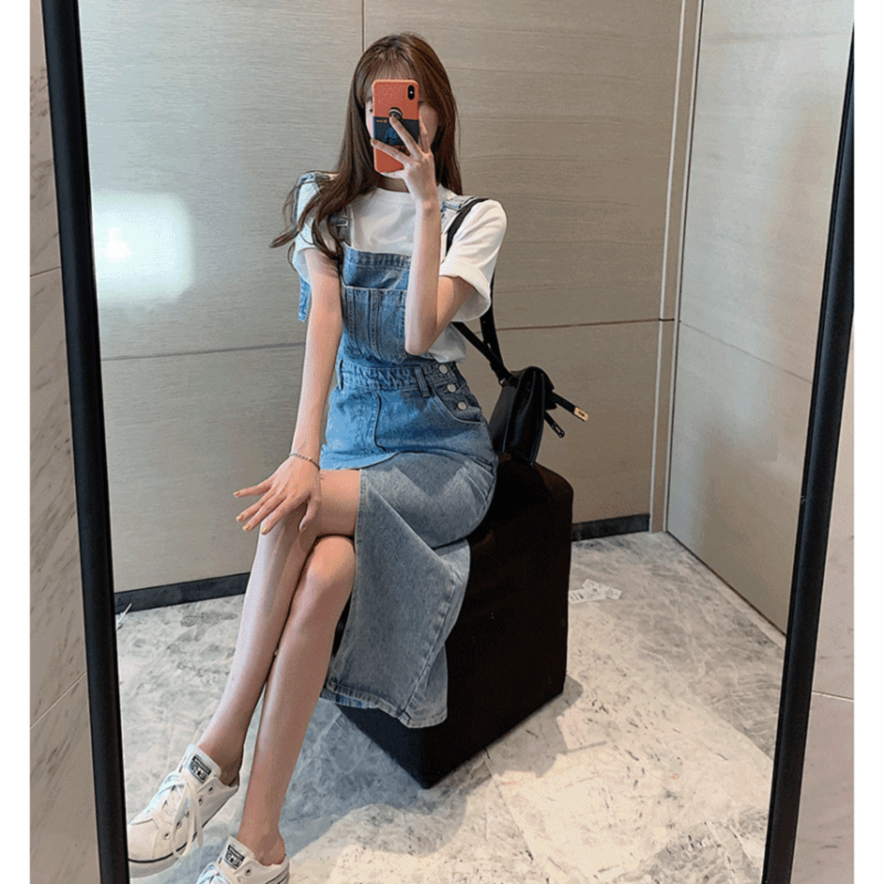 💝주문폭주💝 앞트임 데일룩 데님원피스