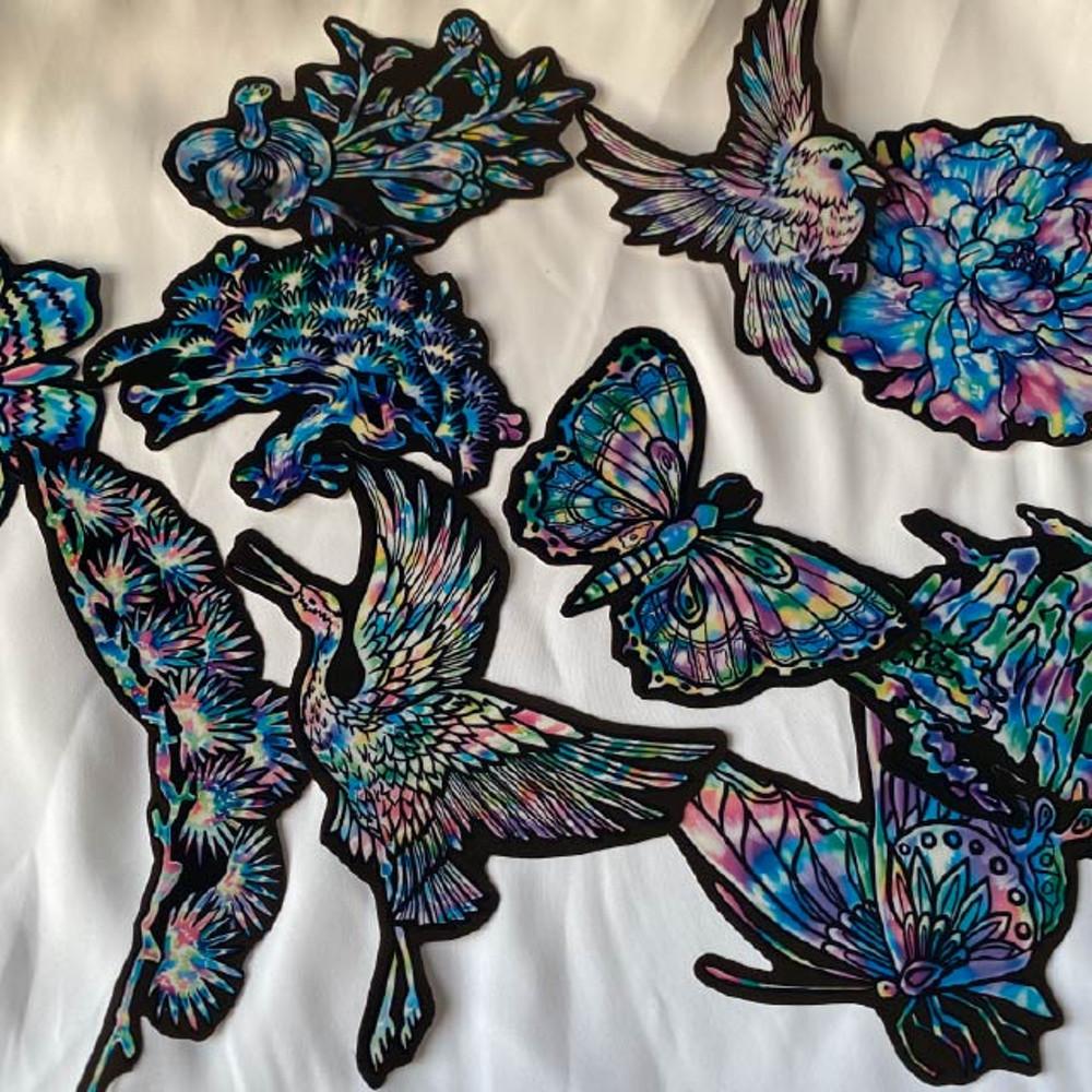 (빛나는 녹 시리즈) 자개 큰버전 펄그레이 방수 스티커 11종 캐리어스티커 아이패드