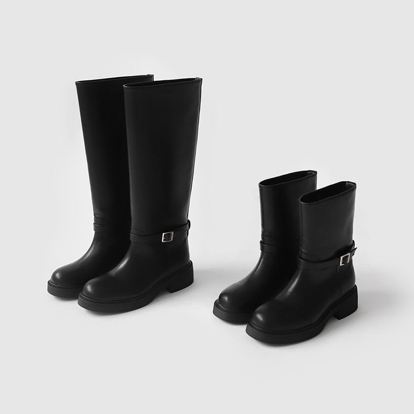 리시엄 버클 스트랩 부츠 (4cm)