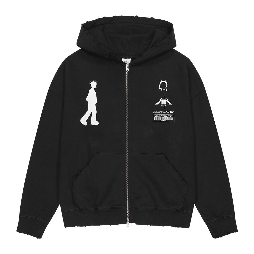 23FW [Heavy Cotton]Believe Vintage Bio Washing Hoodie Zip-Up_Black