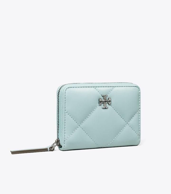 Kira Pave Logo Diamond Quilt Small Zip Around Wallet - Mist