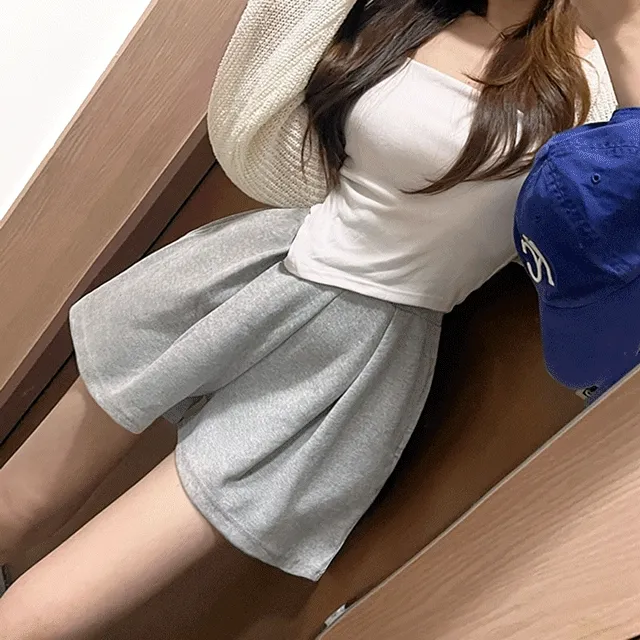 [허리쏙/말라핏] 하이웨스트 밴딩 핀턱 a라인 여름 트레이닝 숏팬츠 반바지