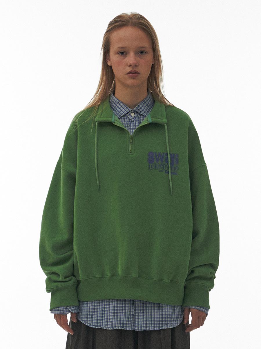 8ways Half Zip-Up Sweatshirt Green