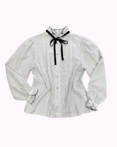 glitter stripe ribbon blouse