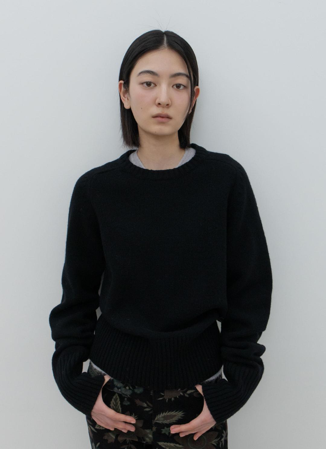 25FW WOOL CREW NECK KNIT / BLACK