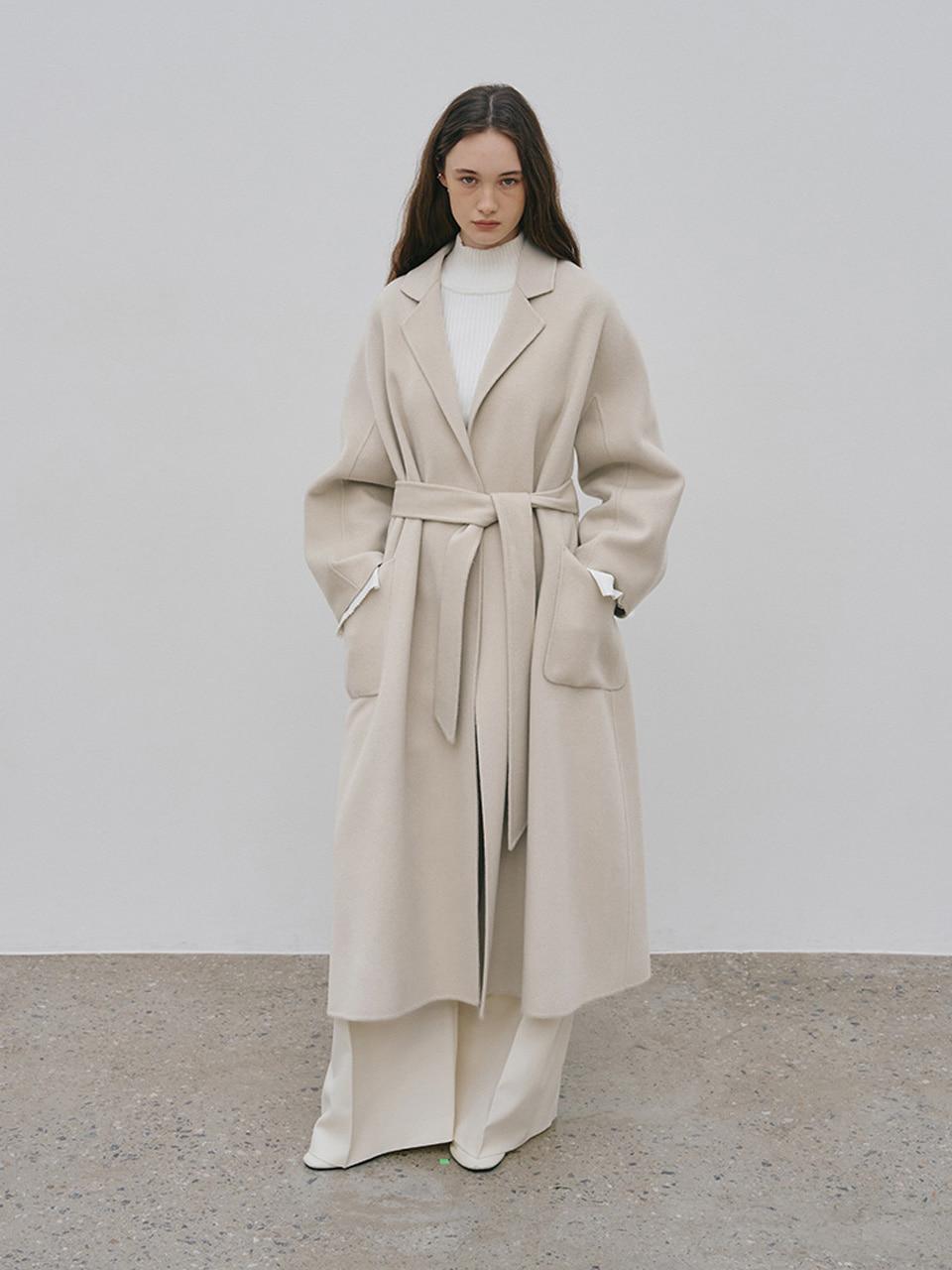 [REFURB] MAGOT Reversible Merino Wool Handmade Coat_Cream Ivory