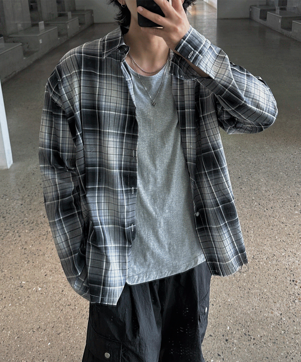 크리드 린넨 데끼 체크 셔츠 2C