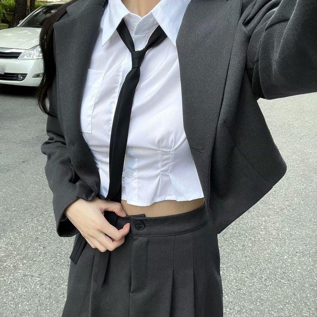 슬림 밴드 스쿨 넥타이