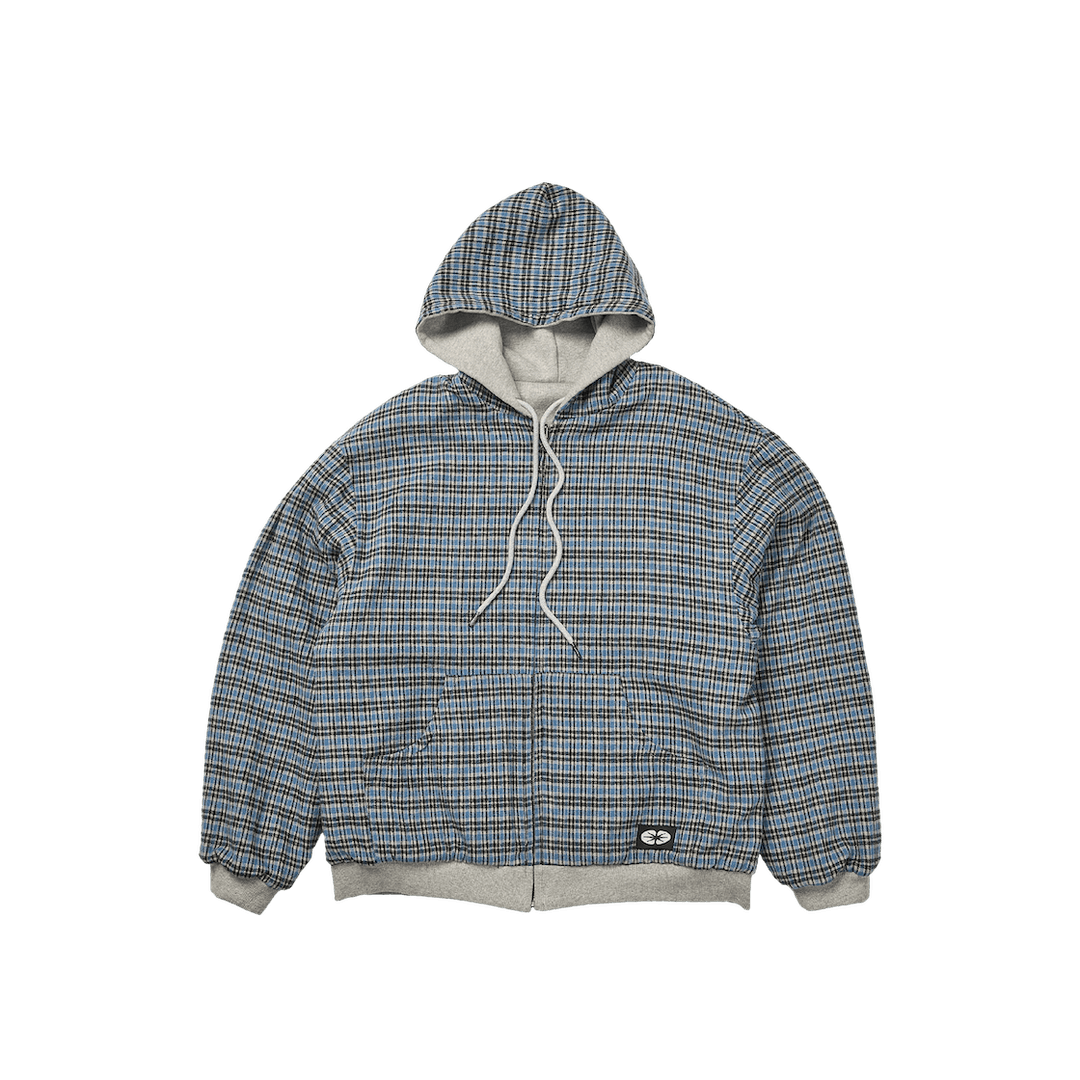 ERTR Reversible Hoodie Zip Up Check Blue
