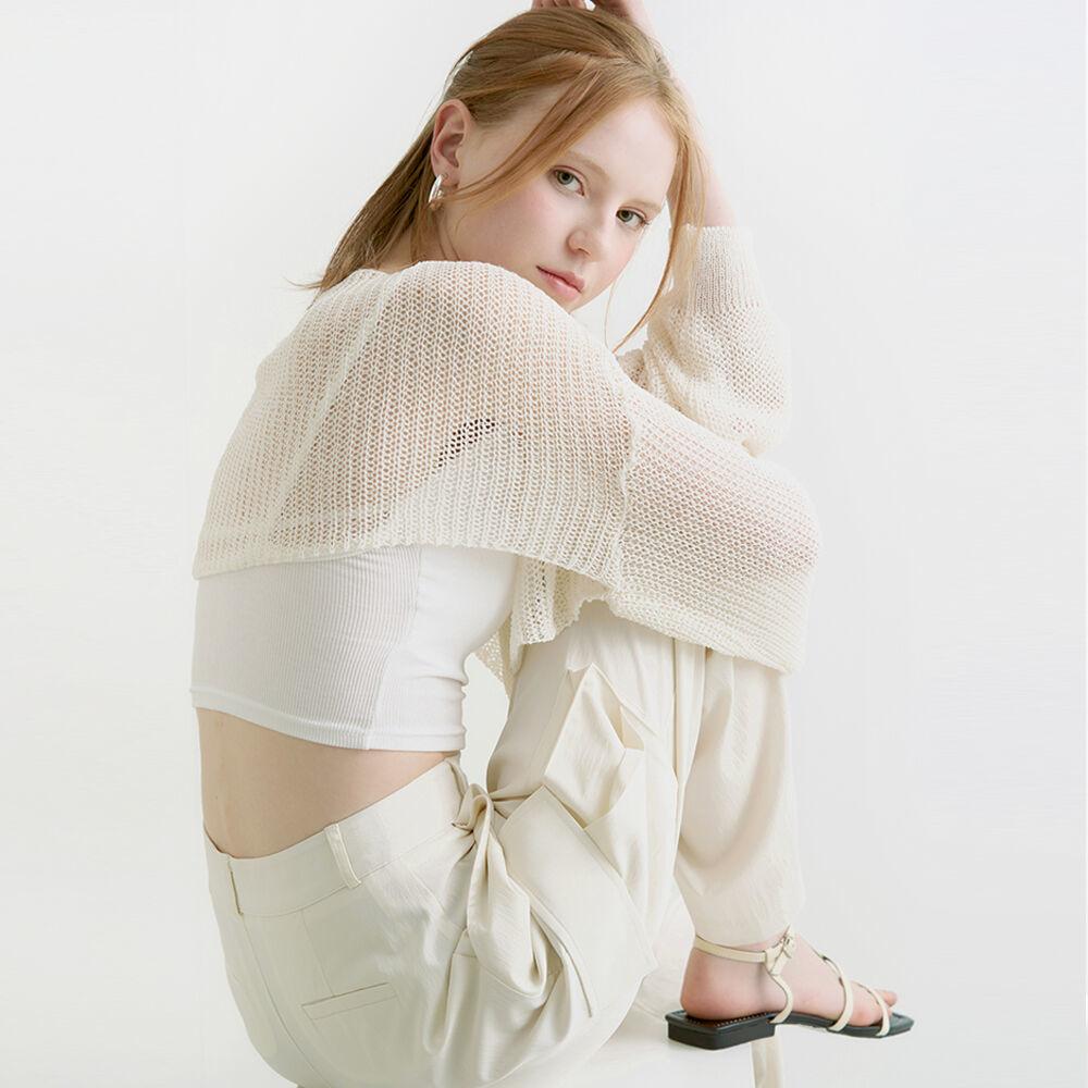 Mona layered crop knit bolero - ivory