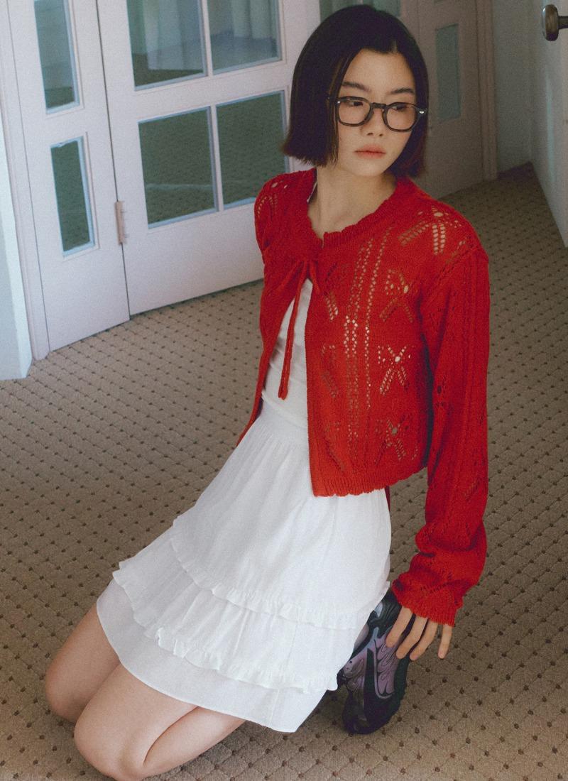 WOI CROCHET CARDIGAN RED