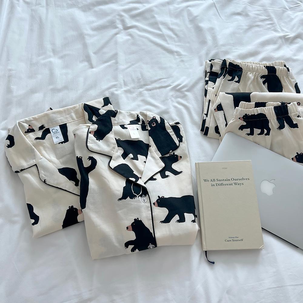 스수아끌레르 댄싱 베어 커플 잠옷 빅사이즈 파자마파티 신혼선물