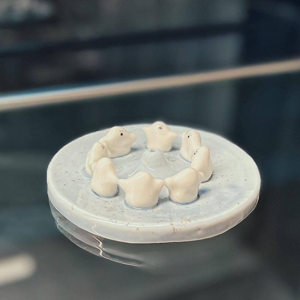 [우우스튜디오] 고스트 파티 인센스 홀더 세라믹 유령 인센스 스틱 홀더 귀여운 향꽂이