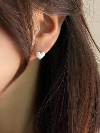 [무배] 실버925  무광 하트 귀걸이 6mm 8mm 10mm