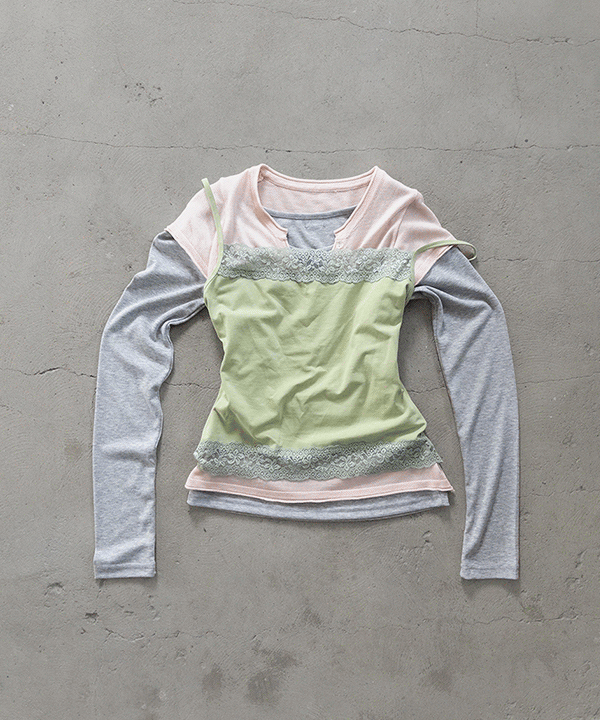 모렌트 세리안 레이스 스퀘어넥 슬리브리스