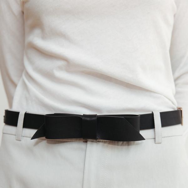 Ribbon leather belt (black) [2월 25일 순차 배송]