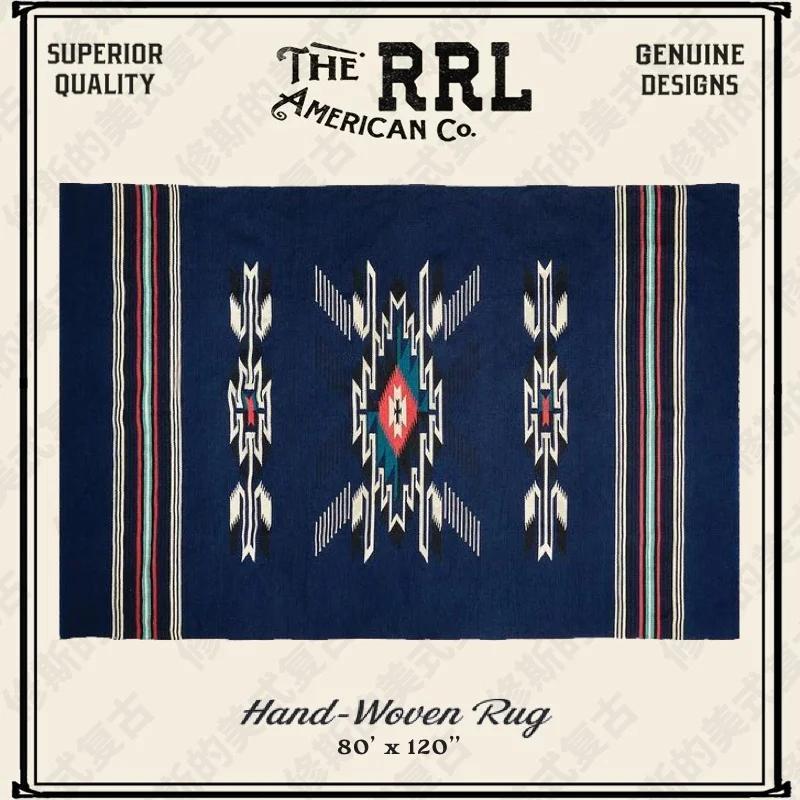 블루 나바호 담요 미국 빈티지 인도 민족 태피스트리 카펫 배경 식탁보 Chimayo