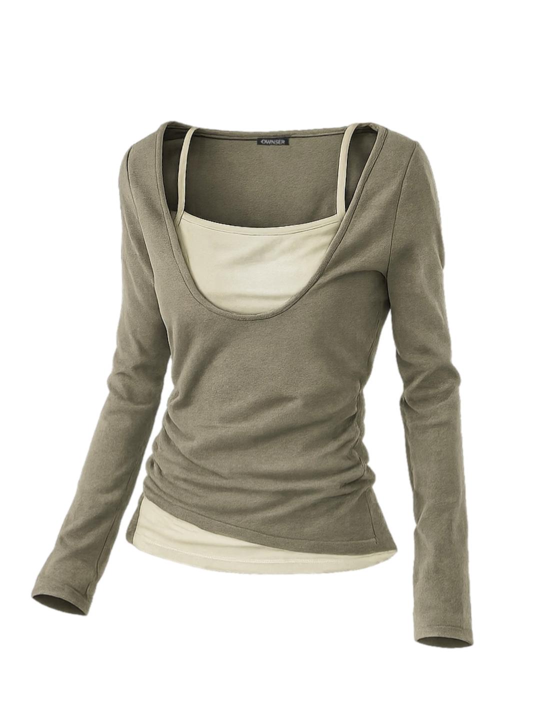 (프리오더)Old Memory Layered Unbalanced Long Sleeve_Khaki