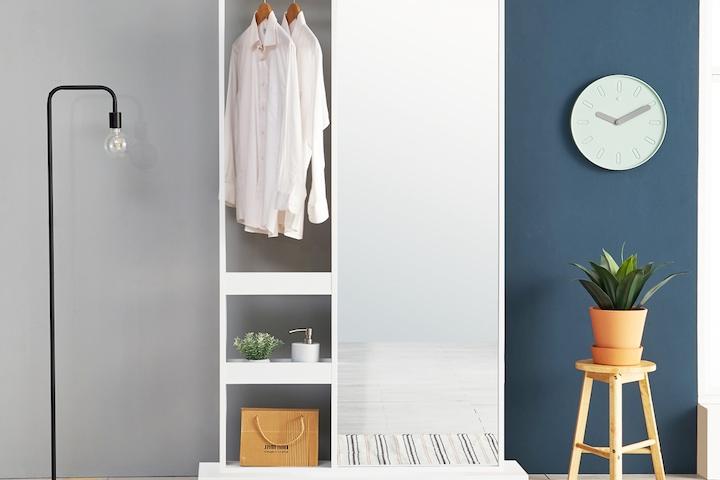 허니 LED조명 일반형 중 전신거울화장대 겸 행거 2colors