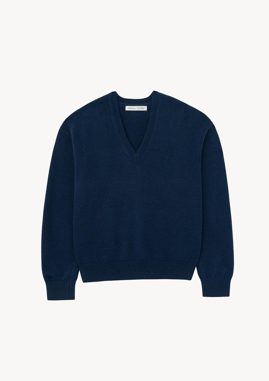 15 Deep V-Neck Knit in Navy