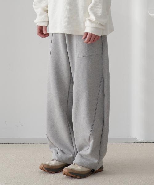 wide sweat pants (melange grey)