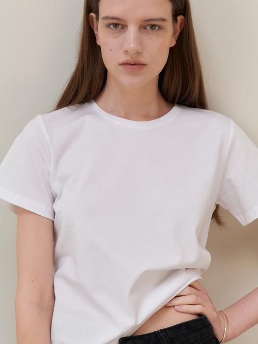 BASIC SILKET COTTON T-SHIRTS, WHITE