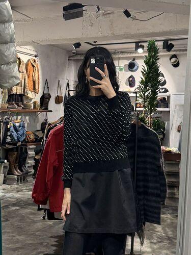 Black dot pattern sweater