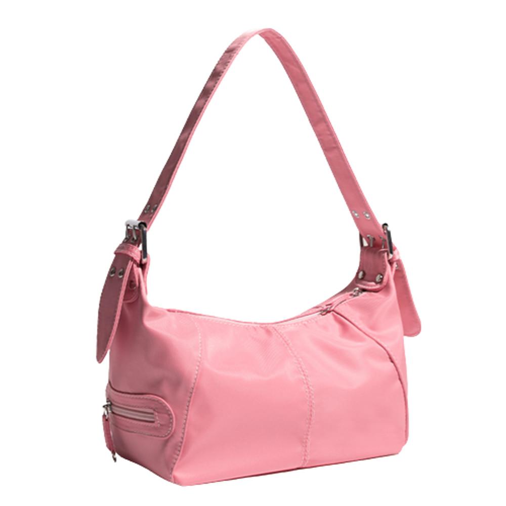 밸트 버클 지퍼 핑크 나일론 숄더백(당일발송)