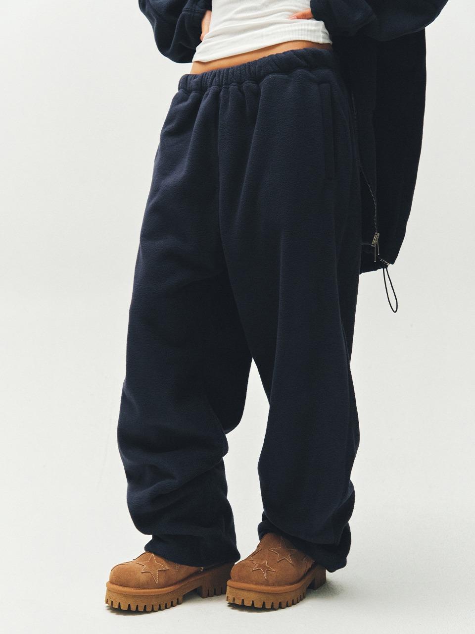 [PLZPROJECT]WARM FLEECE JOGGER PANTS, NAVY