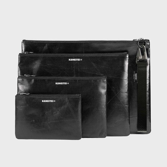 TIGER FLAT POUCH (BLACK) / UPCYCLED