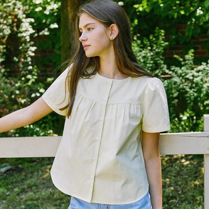 Julia Shirring Blouse - Lemon Yellow