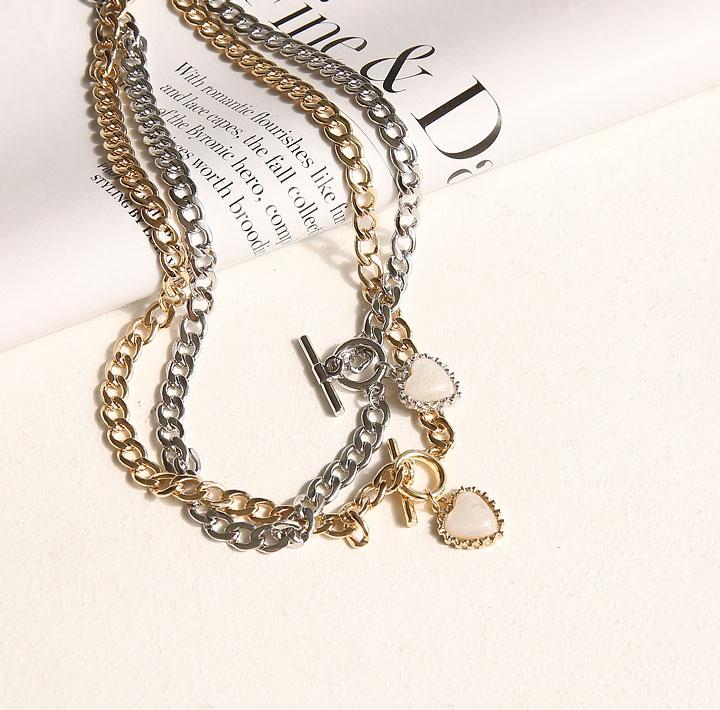 [JEWELRY] HEART PENDANT LAYERED NECKLACE