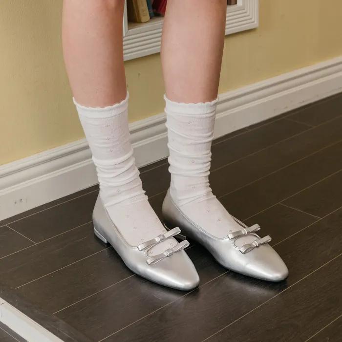 Bianca 비앙카 세미 포인트 토 리본 플랫 2cm 3color