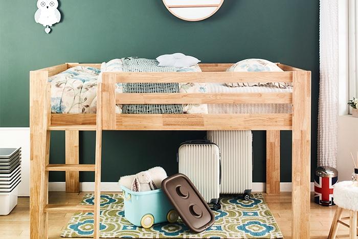 Tommy 고무나무원목 2층 벙커침대